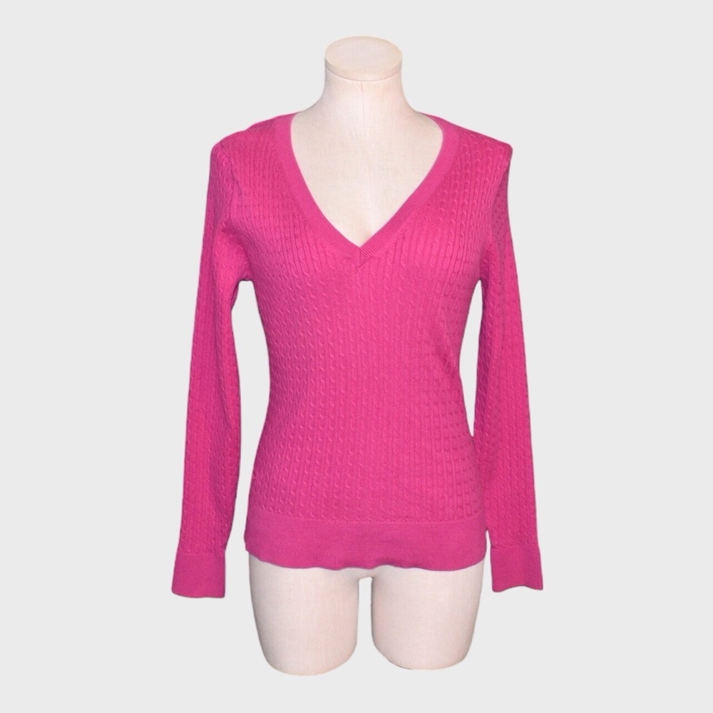 Lilly Pulitzer Cotton Blend Cable Knit V Neck Sweater